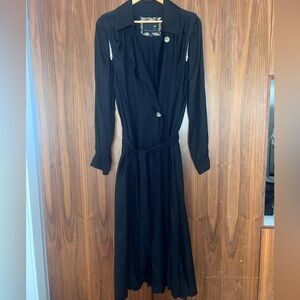 Burning Torch Black Silk Trench